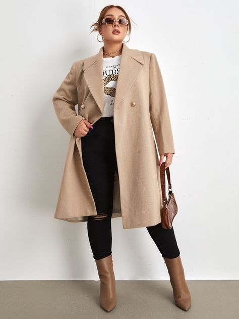 Winter Outfits Plus Size 2023-2024: 17 Stylish and Cozy Ideas - thepinkgoose.com Winter Outfit Curvy Girl, Size 16 Winter Outfits, Winter Outfits Curvy Girl, Camel Wool Coat Outfit, Paris Outfits Winter, Winter Outfits Plus Size, Winter Outfits Plus, Curvy Winter Outfits, Wool Coat Outfit