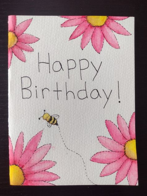 These hand-painted floral birthday cards are perfect for gifting to friends and family on their special day. Each card is made to order with your choice of flower type and color. Personalization including a name or age is also available. They are not prints and are made especially for you and your loved ones. Happy Birthday Cards Flowers, Cute Easy Birthday Cards For Mom, Birthday Cards In Spanish, What To Make For A Birthday Gift, Stuff To Make For Your Best Friends Birthday, Handmade Watercolor Birthday Cards, Cards Painting Ideas, Easy Birthday Paintings, Pink Birthday Cards Diy