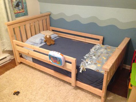 DIY 2x4 bed                                                       … Diy Twin Bed Frame, Toddler Twin Bed, Diy Twin Bed, Diy Kids Bed, Diy Toddler Bed, Toddler Bed Frame, Bed Frame Plans, Kids Twin Bed, Bed Rails For Toddlers