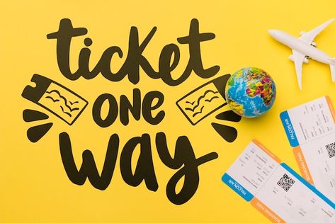 Ticket one way, inspirational lettering ... | Free Psd #Freepik #freepsd #tour #trip #tours-travels #tourism One Way Ticket, Free Psd, Graphics Design, Graphic Resources, Tourism, Design Art, Self Love, Tech Company Logos, Home Decor Decals