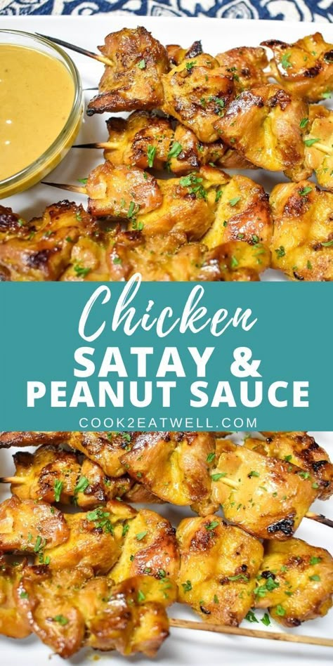 Meatballs Instant Pot, Recipe Chicken Thighs, Chicken Satay With Peanut Sauce, Chicken Satay Recipe, Satay Recipe, Keto Meatballs, Peanut Sauce Recipe, Cheap Meal Ideas, Better Than Takeout