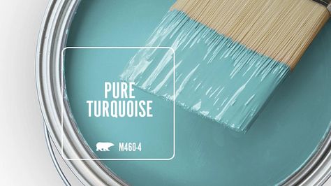 PURE TURQUOISE M460-4 | Behr Paint Colors Behr Color Palettes, Aqua Paint Colors, Behr Exterior Paint, Turquoise Paint Colors, Blue Library, Turquoise Paint, Paint House, Growing Rosemary, Behr Colors