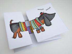 Dog Cards Handmade, Woodware Stamps, Dachshund Birthday, Male Birthday Cards, Diy Projects To Make And Sell, 3d Birthday Card, Colouring Ideas, Dog Birthday Card, Homemade Birthday Cards