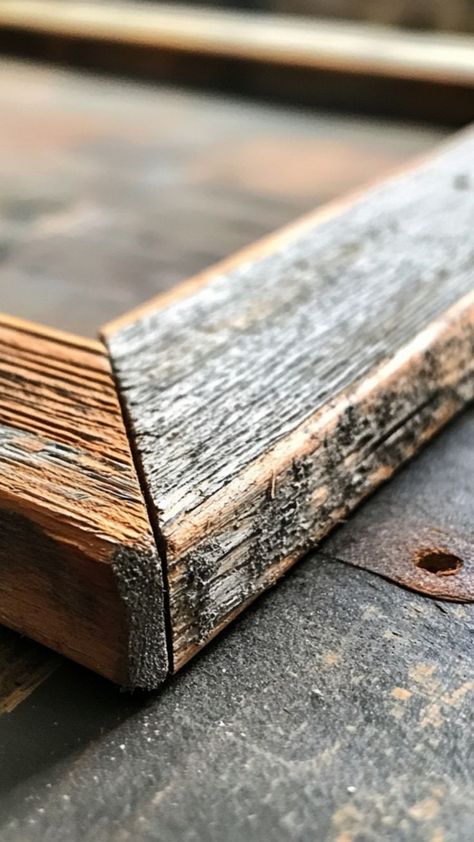 Build a beautiful picture frame from reclaimed wood with this eco-friendly DIY project! Perfect for showcasing your favorite photos, this frame adds a rustic, vintage touch to your home decor. Reusing wood not only saves resources but also adds character and charm to your home in a sustainable way. 🪵🖼 #ReclaimedWoodFrame #DIYHomeDecor #RusticDecor #SustainableLiving Picture Frame From Pallet Wood, Barnwood Picture Frames Diy, How To Make A Wooden Frame, Diy Rustic Frame, 5 X 7 Picture Frame Ideas, Diy Picture Frames Wooden, Rustic Picture Frames Diy, Diy Wood Picture Frame, Diy Picture Frames Ideas