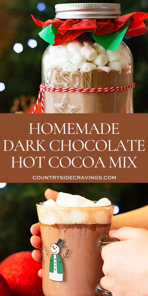 Dark Chocolate Hot Cocoa Mix Recipe, Dark Chocolate Hot Cocoa, Perfect Hot Chocolate, Hot Cocoa Mix Recipe, Hot Chocolate Mix Recipe, Homemade Dark Chocolate, Homemade Dry Mixes, Best Hot Chocolate, Homemade Hot Chocolate Mix