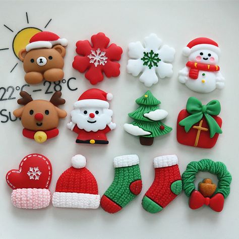 Resin charms – Page 7 – NINI_LOVELY ACC. Clay Christmas Decorations, Hand Painted Beads, Christmas Clay, Stocking Ornament, Clay Ornaments, Botol Air, Christmas Charms, Diy Resin, Scrapbooking Diy