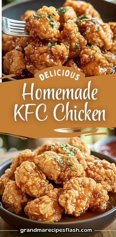 Bring the taste of your favorite KFC chicken to your kitchen with this crispy and flavorful homemade version! Perfectly seasoned and fried to golden perfection, this recipe is a must-try for fried chicken lovers. Serve it with your favorite sides for a family-friendly meal everyone will devour. Kfc Double Down Recipe, Country Style Recipes, Oven Fried Chicken Recipes Easy, The Best Fried Chicken Recipe, Kfc Chicken Bowls, Chicken Recipes Black People, Cold Supper Ideas, Fried Chicken With Cornstarch, Pan Fried Chicken Recipes