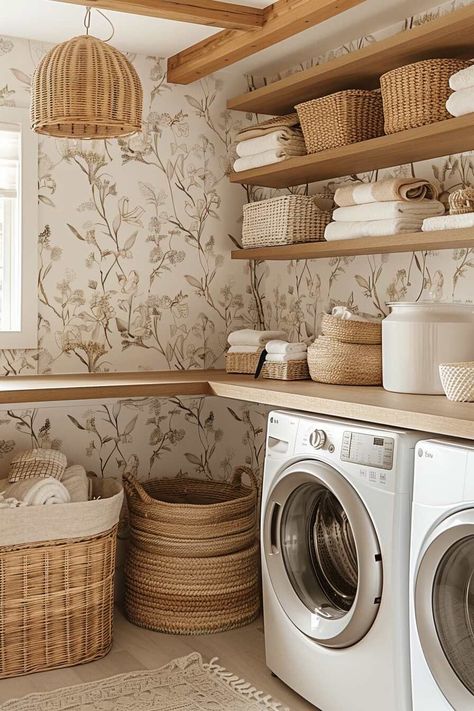 Laundry Room Closet Ideas, Room Closet Ideas, Vstupná Hala, Laundry Room Decor Ideas, Laundry Room Tile, Laundry Room Wallpaper, Dream Laundry Room, Laundry Room Closet, Room Accent Wall