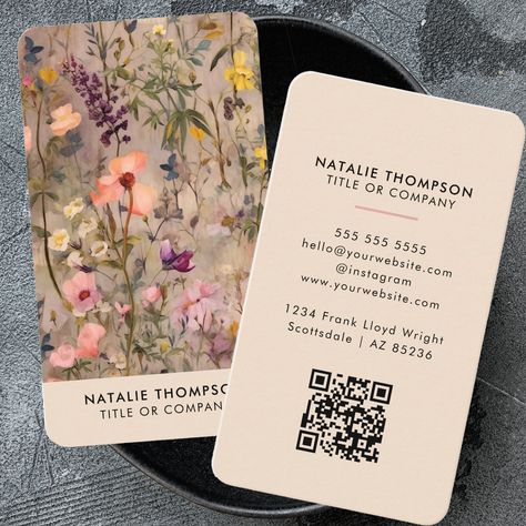 Fairy Business Card, Feminine Business Card Design, Useful Business Card Ideas, Appointment Business Cards, Florists Business Cards, Fine Artist Business Cards, Artist Card Design, Small Business Cards Design, Business Card Ideas For Artists