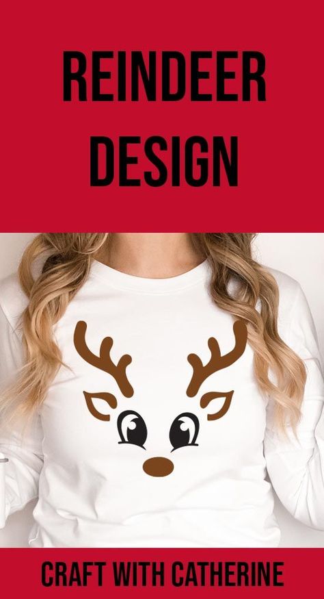 Cricut Projects Christmas, Fun Christmas Shirts, Vinyl Decal Projects, Cricut Explore Air Projects, Cricut Air 2, Reindeer Svg, Reindeer Shirt, Reindeer Face, Face Cut