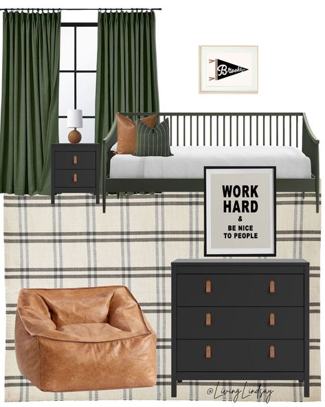 Dark Wall Room Bedrooms, Modern Chic Guest Bedroom, Boy Daybed Room Ideas, Boy Day Bed, Homeschool Guest Room Combo, Boys Room Black Bed, Boys Room Daybed, Farmhouse Daybed Ideas, Boys Daybed Room Ideas