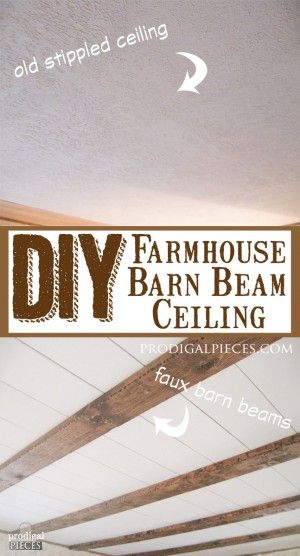 DIY Faux Farmhouse Barn Beam Ceiling by Prodigal Pieces www.prodigalpieces.com #prodigalpieces Remodel Furniture, Faux Farmhouse, Beam Ceiling, Best Kitchen Design, French Farmhouse Style, Faux Beams, Deco Studio, Farmhouse Master, Diy Ceiling