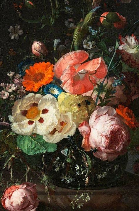 Rachel Ruysch 1716 Dutch Masters Flowers, Rachel Ruysch, Still Life With Flowers, Dutch Still Life, Lorenzo Bernini, Still Life Artists, Vase With Flowers, Marble Countertop, Classic Paintings