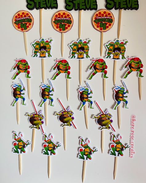 Mutant Mayhem Ninja Turtles Cupcake Toppers! Available with or without stick. DM us today and check out our Etsy page. Link in bio 🐢🥷🧁 • • • #cupcake #CustomCupcakeToppers #cakedecorating #smallbusiness #handmade #cupcaketopper #CustomCakes #partydecor #NYCbased #etsy #etsyseller #dmtoorder #shoplocal #shopsmall #mutantmayhem #tmnt #ninjaturtles #viral #fyp #asmr Mutant Mayhem Birthday Party, Ninja Turtles Cupcake Toppers, Ninja Cupcakes, Ninja Turtle Cupcakes, Custom Cupcake Toppers, Mutant Mayhem, Cupcake Topper, Custom Cakes, Ninja Turtles