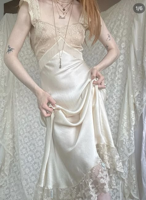 Vintage Silk Slips, 1930s Silk Dress, 1920s Slip Dress, 1930s Slip Dress, Silk Clothes Aesthetic, Vintage Slip Dress Outfit, Silk Slip Dress Outfit, Slip Dress Aesthetic, Bachelorette Looks