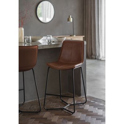 Beautiful Home & Living 72cm Hawking Faux Leather Barstools & Reviews | Temple & Webster Kitchen Island Chairs Modern, Texas Bar, Brown Leather Bar Stools, Colorful Bar Stools, Leather Barstools, Stools Kitchen, Brown Bar Stools, Bar Stools Kitchen Island, Leather Kitchen