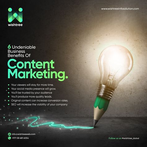 Content marketing is a marketing strategy used to attract, engage, and retain an audience by creating and sharing relevant articles, videos, podcasts, and other media. This approach establishes expertise, promotes brand awareness, and keeps your business top of mind when it's time to buy what you sell. Contact us info@wishtreeweb.com | +971 58 681 6054 Follow us on #wishtree_dubai www.wishtreeinfosolution.com Business Engagement Post Ideas, Linkedin Post, Cartoon Chef, Camping Design, Social Media Branding Design, Awareness Poster, Social Design, Marketing Poster, Social Media Advertising Design