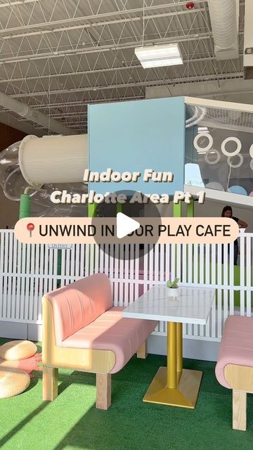 Ravonda | Charlotte Mom Blogger on Instagram: "With all the rain we’ve been having and the weather starting to heat up, I wanted to share some of our favorite indoor spots in the Charlotte area. First up is the @unwindindoorplaycafe in Pineville. An indoor spot on a weekday when it’s not super crowded, is definitely ideal for me when it comes to taking the kids places.
I like this place because I don’t feel overstimulated when I’m there. Which is how I usually feel at parks to be honest. Here I can grab some coffee from their cafe, and sit and watch them play without worrying about my toddler running off somewhere🙌🏽

A few things:
- Grip socks are required (can be purchased for $4)
- Designed for ages 7 and under
- No outside food allowed
- 1 hour play is $12.99, 2 hours is $24.99 and in Indoor Park Design, Coffee Shop With Play Area, Cafe With Kids Play Area, Play Places For Kids Indoor, Play Cafe Ideas Coffee Shop, Big Kid Playroom Ideas, Kids Cafe Playroom, Play Cafe Ideas, Play Cafe Business