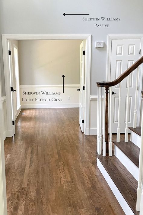 Wherein Williams Light French Gray, Light Grey Entryway, Sherwin Williams Light French Gray Coordinating Colors, Neutral Gray Sherwin Williams, Sw Light French Gray Color Palettes, Light Grey Walls Sherwin Williams, Sw French Gray, Sherwin Williams Entryway Colors, Sherwin Williams French Gray