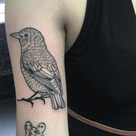 Willy Wagtail Tattoo, Wagtail Tattoo, Starling Tattoo, Tattoo Woodcut, Willy Wagtail, Stick And Poke Tattoos, Tattoo Mom, Minimalistic Tattoos, Woodcut Tattoo