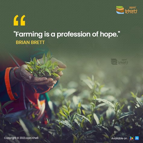 Farming is a hopeful profession, where each seed sown represents faith in the future, and every harvest renews the promise of sustenance and growth. . . #farmers #farming #agriculture #agriculturequotes #agriculturallife #apnikhetii #Apnikhetiapp Quotes About Agriculture, Agriculture Slogans, Agriculture Quotes, 2024 Health, Farming Quotes, Agriculture Photography, Farm Quotes, Farmers Day, Commercial Farming