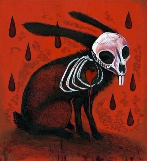 Surealism Art Horror, Black Bunny Drawing, Rabbit Skull Drawing, Black Rabbit Art, Hare Skull, Spooky Rabbit, Horror Bunny, Rabbits Art, Rabbit Skull