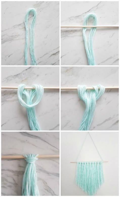 DIY Wall Hanging | Make this amazing yarn wall han… Easy Diy Wall Hanging, Diy Wall Hanging Yarn, Teenage Room Decor, Kraf Kertas, Dekor Diy, Yarn Wall Hanging, Diy Simple, Wall Hanging Diy, Kraf Diy