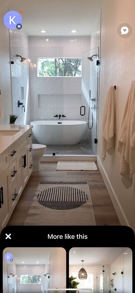 Bathroom Long And Narrow, Bathroom Remodel Long Narrow, Long Bathroom Design Ideas, Rectangle Master Bath, Master Bath Long And Narrow, Bathroom Remodel Long And Narrow, Small Narrow Master Bath, Long Bathroom Ideas Narrow, Long And Narrow Bathroom Ideas