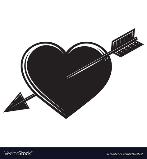 Heart Arrow Tattoo, Black Heart Tattoos, Editing Png, Jet Black Heart, Monochrome Illustration, Arrow Drawing, Heart Vector, Arrow Tattoo, An Arrow