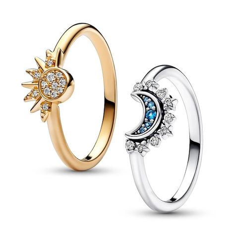 Moon And Sun Ring, Crown Ring Princess, Finger Band, Sun And Moon Rings, Sun Ring, Celestial Blue, Moon And Sun, Moon Ring, Cz Ring