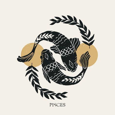 Pisces Symbol, Zodiac Sign Pisces, Pisces Fish, Optical Illusion Tattoo, Fish Symbol, Zodiac Elements, Creation Art, Zodiac Signs Pisces, Astrology Art