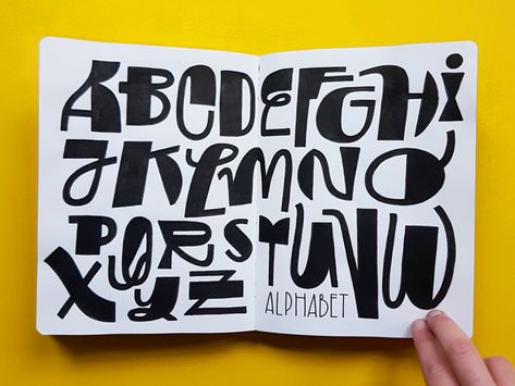 Funky Typography Alphabet, Funky Type Design, I Letter Design, Graphic Design Sketchbook, Typography Sketchbook, Sketchbook Lettering, Funky Alphabet, Abc Lettering, Funky Letters