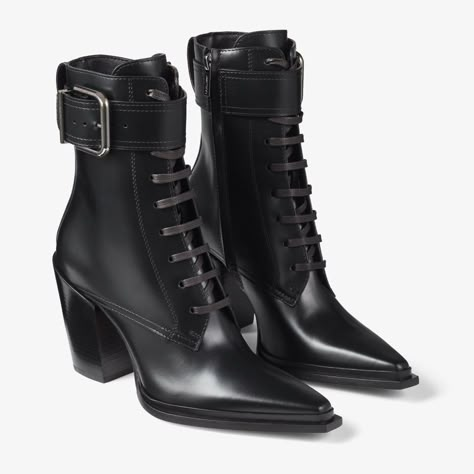 Yantai, Leather Boots Black, Cuban Heels, Black Leather Boots, Boots Black, Leather Ankle Boots, Harrods, Cute Shoes, Jimmy Choo