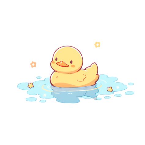 Cute Kawaii Yellow Rubber Duck Swimming Sticker Draw Sea Animals, Draw Sea, Duck Swimming, Yellow Rubber Duck, Duck Illustration, Duck Pictures, Duck Drawing, Duck Wallpaper, Cute Ducklings