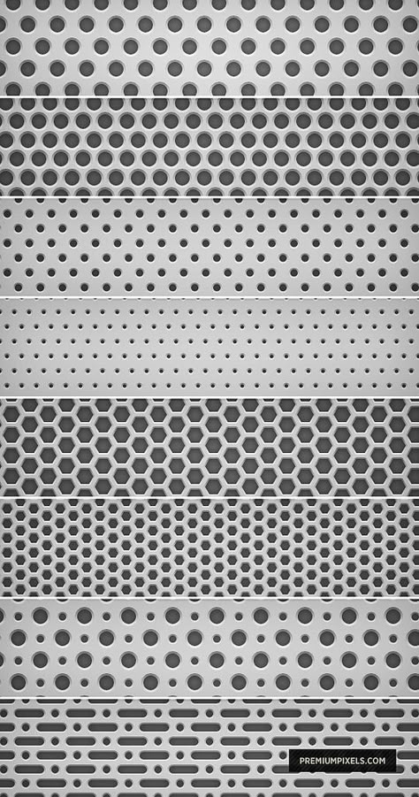 8 Seamless "Light Metal Grid" Patterns Perforated Metal Panel, Grid Patterns, Metal Facade, Metal Grid, Metal Screen, Perforated Metal, Material Textures, Railing Design, Metal Sheet