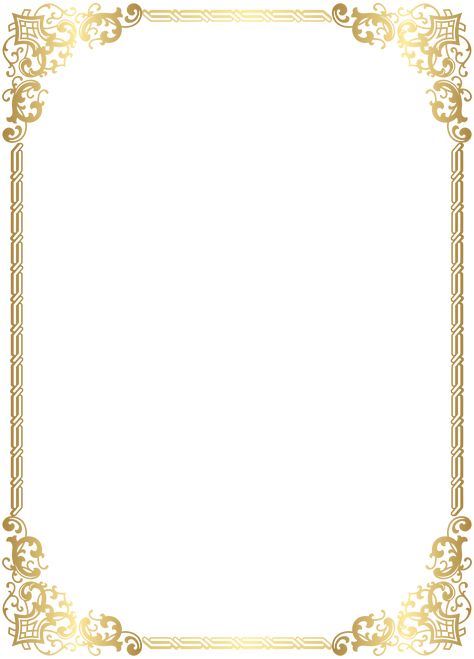 Gold Border Design, Certificate Border, Clip Art Frames Borders, Certificate Design Template, Frame Border Design, Page Borders Design, Border Png, Floral Border Design, Page Borders