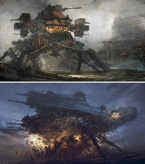 Feng Zhu Design, Moving Cities, Feng Zhu, Steampunk City, Mecha Design, Gundam Wallpapers, Diesel Punk, Combat Art, Fantasy Places