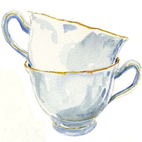 Watercolour Objects, Watercolor Teacup, Tea Cup Drawing, Tea Cup Art, Watercolor Paintings For Beginners, Cup Art, 수채화 그림, Watercolor Paintings Tutorials, Watercolor Art Lessons