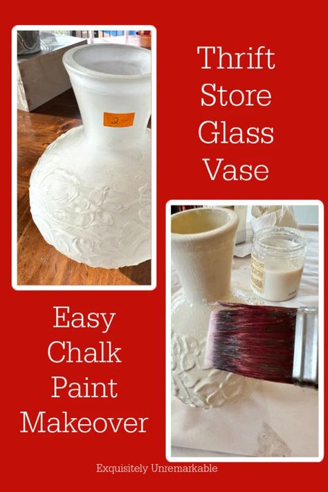 Glass Vase Chalk Paint Makeover DIY Vase Makeover Diy, Spray Painting Glass, Spray Paint Vases, Glass Crafts Diy, Craft For Beginners, Make Chalk Paint, Glitter Vases, Paint Makeover, Diy Steps