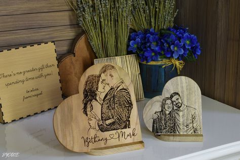 Heart Gift - Engraved Wood Photo - engraved photo on wood, custom wood photo, engraving on wood, wood portrait, family pets graduation Valentines Gift Bags, Valentine Gift For Wife, Unique Valentines Gifts, Valentine Gifts For Girlfriend, Best Valentine's Day Gifts, Wood Photo, Valentine Photo, Photography Gifts, Photo Engraving