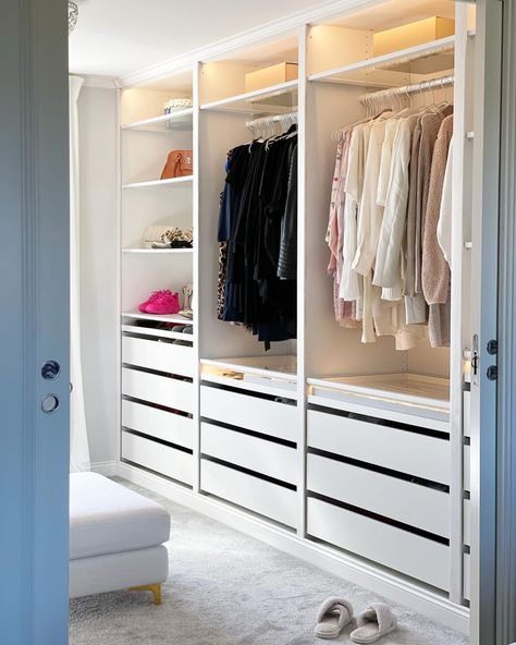 Explore 32 Top Walk-In Closet Design Ideas to Elevate Your Home Style - placeideal.com Komplement Drawer, Closet Design Ideas, Ikea Closet Organizer, Ikea Komplement, Armoire Pax, Ikea Pax Closet, Pax Closet, Luxury Master Suite, Pax System