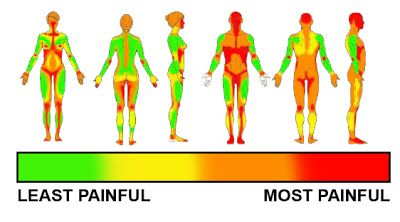 Pain Level For Tats Women, Painful Tattoo Areas Charts, Tattoo Painful Chart Women, Tattoo Painful Area, Trigger Tattoo, Most Painful Tattoo Areas, Most Painful Tattoo, Tattoo Chart, Symbol For Family Tattoo