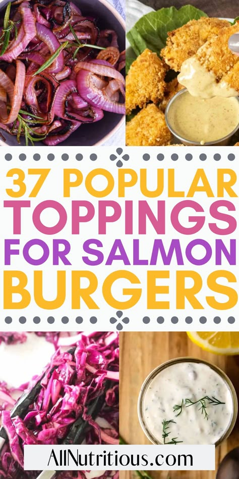 Looking for family dinner recipes? Salmon burgers are an excellent choice for healthy meals the whole family will enjoy. Here are the best toppings to add to complete your easy dinner. Salmon Burger Toppings, Salmon Burger Sauce, Dinner Recipes Salmon, Grill Night, Burger Sides, Yogurt Dill Sauce, Salmon Burger Recipe, Salmon Burger, Best Salmon