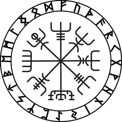 The Vegvisir, a Viking compass, was a symbol in the old Norse religion in Iceland. Discover the meaning and origin of this Icelandic Viking stave here. Ancient Viking Art, Viking Compass Tattoo, Nordic Compass, Nordic Symbols, Runic Compass, Viking Tattoo Symbol, Symbole Viking, Norse Symbols, Scandinavian Pattern