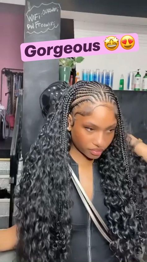 Feed In Braids, Feed In Braids Hairstyles, Birthday Hairstyles, Faux Locs Hairstyles, Box Braids Hairstyles For Black Women, Braids Hairstyles Pictures, Braided Cornrow Hairstyles, Feed In Braid, Braids With Curls