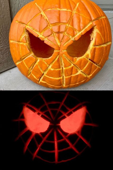 Superhero Pumpkin, Funny Pumpkin Carving Ideas, Funny Pumpkin Carving, Spiderman Pumpkin, Halloween Pumpkins Carvings Designs, Pumpkin Carving Idea, Funny Pumpkin Carvings, Halloween Pumpkin Crafts, Cute Pumpkin Carving