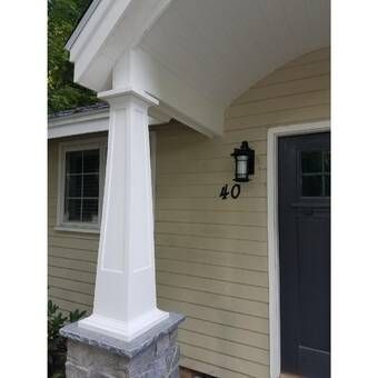 Ekena Millwork Endura Craftsman Classic Square Tapered Raised Panel Post | Wayfair Craftsman Porch Columns, Green House Siding, Front Porch Pillars, Craftsman Columns, Craftsman Style Porch, Craftsman Porch, 1920s Bungalow, Mission Style Homes, House Awnings