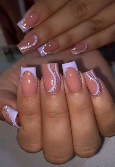 Purple Acrylic Nails, Fancy Nails Designs, Nagel Tips, Simple Gel Nails, Summery Nails, Girly Acrylic Nails, French Tip Acrylic Nails, Short Square Acrylic Nails, Unique Acrylic Nails