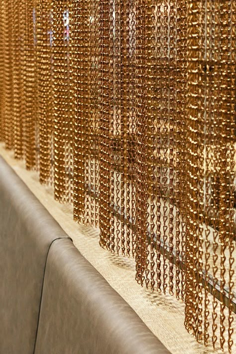 Chain Curtain, Space Divider, Space Dividers, Gold Curtains, Metal Curtain, Bar Interior, Partition Design, Bar Design Restaurant, Restaurant Interior Design