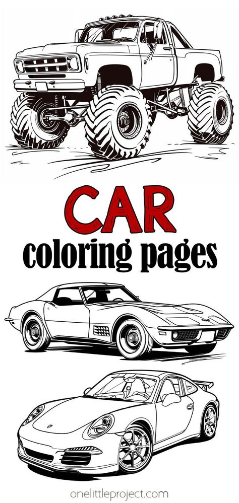 Free printable car coloring pages that are great for both adults and kids. These car coloring sheets for boys and girls are a great kids activity, perfect for rainy weather, sleepovers, or a race car themed birthday party! Relax and enjoy coloring these many different race cars, trucks, sports cars, police cars, and more. And they're all FREE to download and print! Free Race Car Printables, Sports Car Coloring Pages Free Printable, Race Cars Coloring Pages, Sports Car Coloring Pages, Car Coloring Pages For Adults, Race Car Printables Free, Hot Wheels Coloring Pages Free Printable, Race Car Coloring Pages Free Printable, Coloring Pages For Boys Free Printable